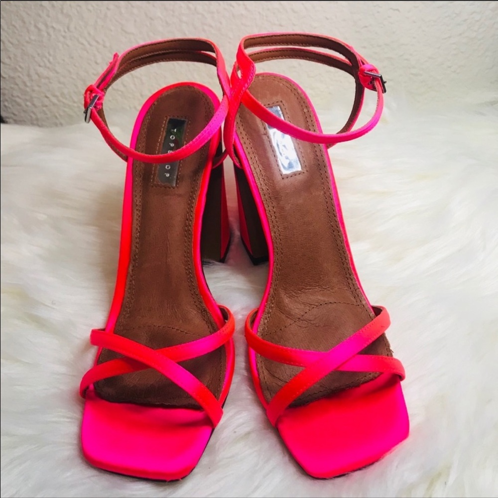 Topshop Redemption Pink Ankle Strap Heels